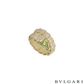 Bvlgari Yellow Gold Peridot & Diamond Serpenti Ring Bvlgari Yellow Gold Peridot & Diamond Serpenti Ring